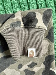 BAPE Split Camo Tiger Shark Full Zip Hoodie Purple Green Size M Broken Zipper
