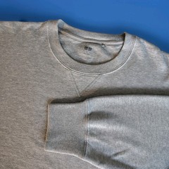 UNIQLO Gray Sweatshirt Unisex 100% Cotton Crewneck Ribbed Hem Minimalist