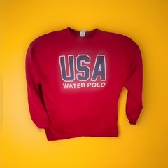 Hanes USA Water Polo Graphic Crewneck Sweatshirt Long Sleeve Red XL