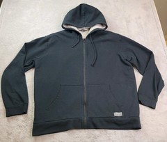 Eddie Bauer Sherpa Lined Hoodie Mens Large Black Full Zip Jacket Outdoor Pockets