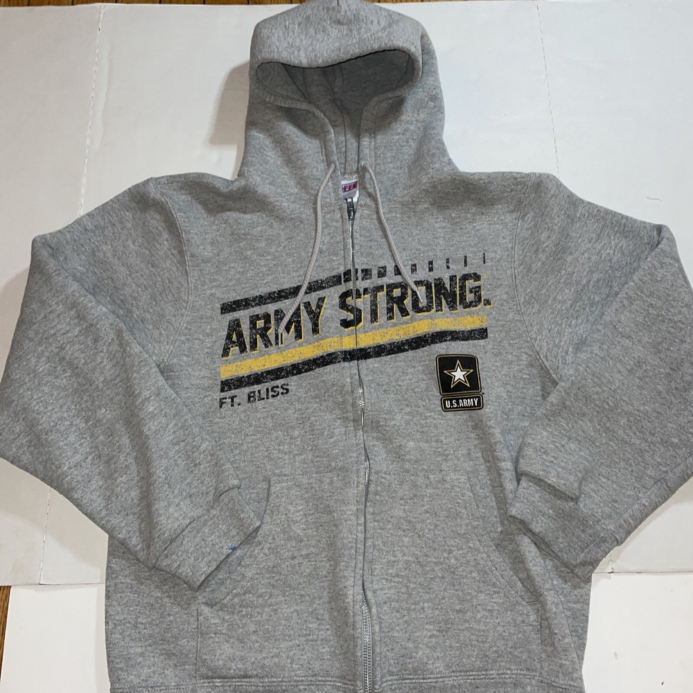 Rare SOFFE United States US ARMY Gray Zip Up Hoodie Mens Medium