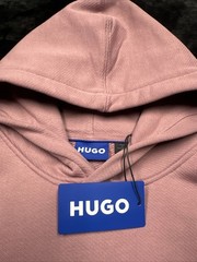 Hugo Boss Men’s Niftyhood Logo Cotton French Terry Pullover Hoodie-Dark Pink/Lg