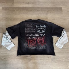 First Row Sweatshirt Mens XXL Black Flying To Infinity Graphic Double Layer Tee