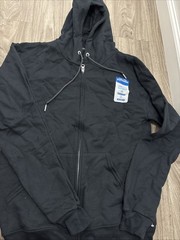 Fruit Of The Loom Hoodie Men’s Black Zip Up Size Small Blue/ Black