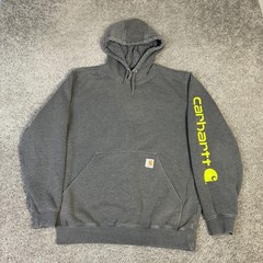 Carhartt Hoodie Mens M Gray Pullover Fleece Hooded Pockets Lined Relaxed Fit