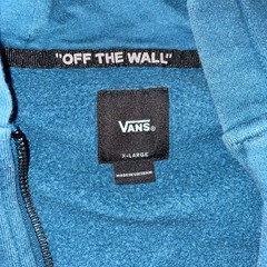 Vans Hoodie Teens XL Blue Full Zip Fleece Cartoon Graphic Vans Beach Back Print