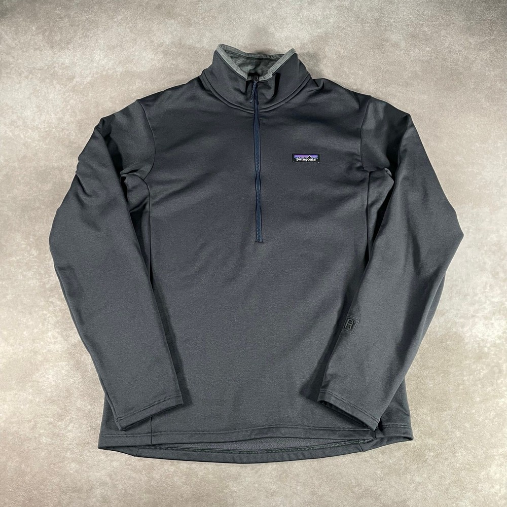 Patagonia MEN’S R1 Regulator Daily Zip-Neck Pullover Sz Medium Grey Sweater