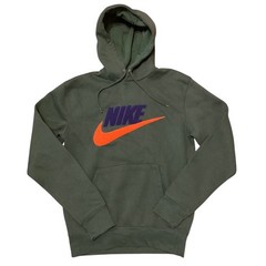 Nike Sportswear Chenille Logo Hoodie Olive Green Orange Purple Mens Medium