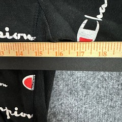 Champion Hoodie Mens Size S Black All Over Script Logo Print Athletic Sweatshirt