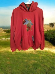 NEW Unisex Hoodie Red Color Warm African Map Print Size (M) Valentine Gift
