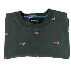 Bonobos Critter Sweatshirt All Over Bird Design Embroidered LS Crewneck Men’s L