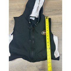 Vintage Reebok Athletic Full Zip Sleeveless Hoodie Vest Black White Mens Medium
