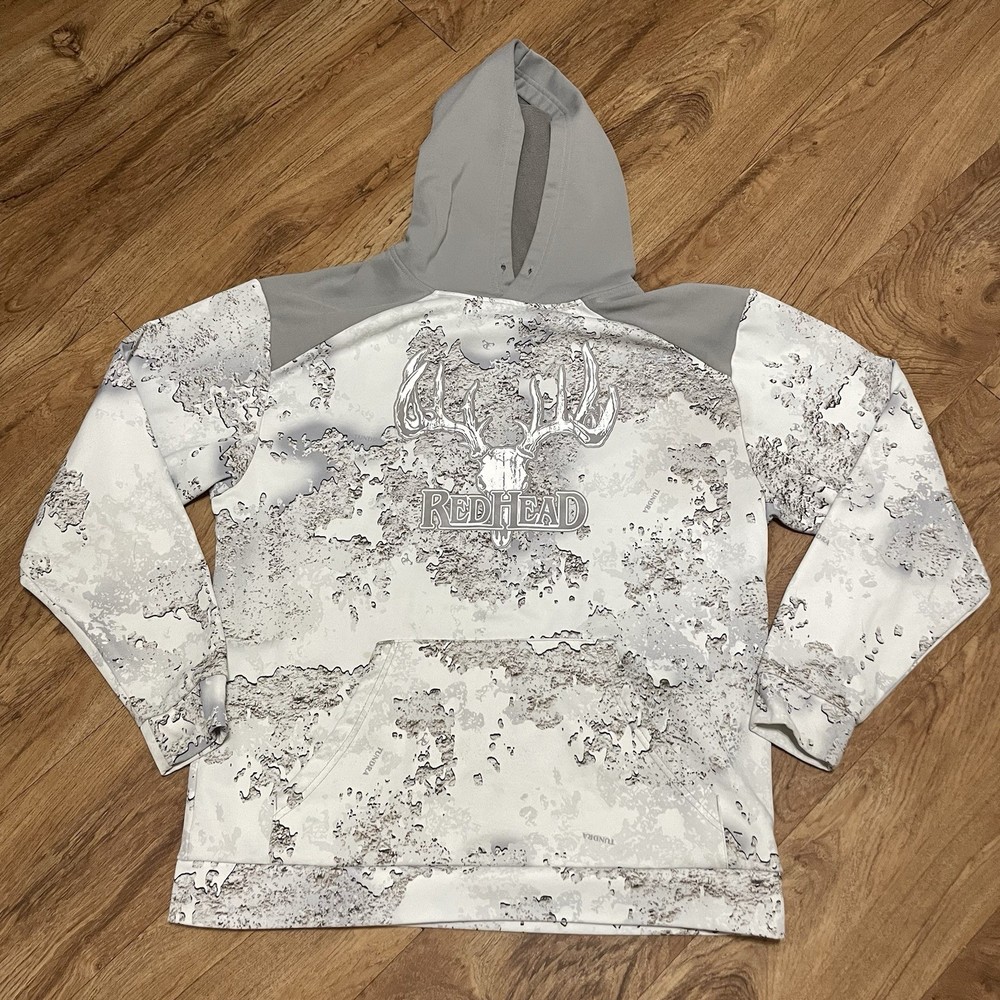 Redhead Hoodie Tundra White Camouflage Hunting 3D Camo Deer Skull Men Size Large