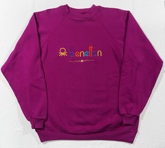 Vintage 80s 90s Benetton Raglan Crewneck Sweatshirt Sz XL Purple