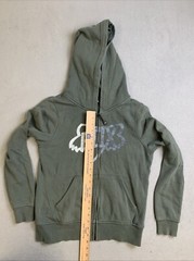 Fox Hoodie Mens M Green Pullover Sweatshirt Full Zip Front Pockets RN 97275
