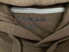 US Polo Assn Striped Brown Pullover Hoodie Fleece Men’s Size S Cotton Blend NEW