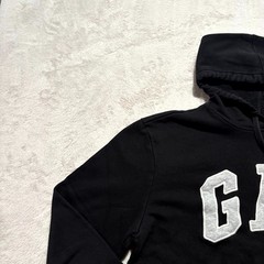 Gap Hoodie Small Unisex Black Embroider Arch Logo Fleece Lined Kangaroo Pockets