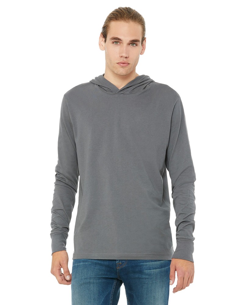 Bella + Canvas Unisex Jersey Long-Sleeve Hoodie 3512 100% Cotton Top T Shirt