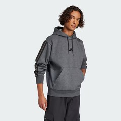 adidas Essentials 3-Stripes Fleece Hoodie Grey
