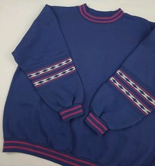 Vintage Cheetah Blank Blue Purple Aztec Tribal Pattern Sweatshirt Vtg 90s Sport