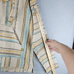 Molina Drug Rug Pullover Adult Medium Biege Striped Boho Retro Hippie Hoodie
