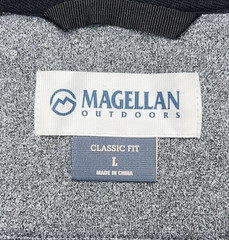 MAGELLAN Outdoors Men’s Large 1/2 Zip Pullover Hoodie Classic Fit Black Gray NEW