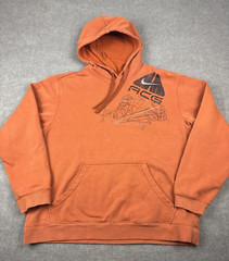 Vintage Nike ACG Hoodie Mens Medium Orange Performance Chest Logo Sweatshirt Y2K