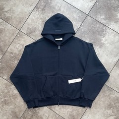 Fear of God Essentials Classic Full Zip-Up Hoodie Jet Black Size XL