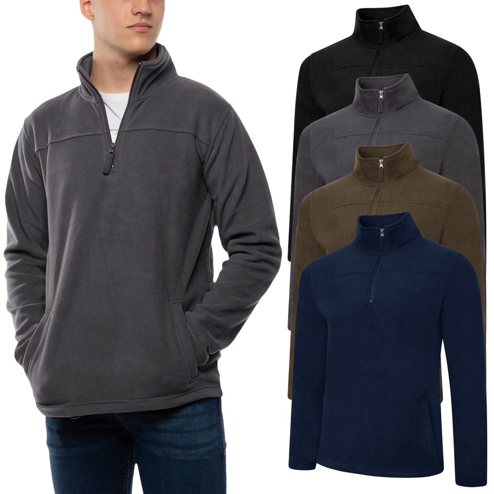 Mens Half Zip Fleece Jacket Warm Winter Long Sleeve Pullover Tops Jumper Sweater