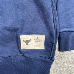 Under Armour Project Rock Mens Small Navy Blue Brahma Bull Hoodie Sweatshirt