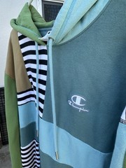 CHAMPION Classic Fleece Hoodie Zip-up Sweatshirt Bold Colorblock Abstract Sz XL