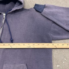 Vtg 60s Full Zip Split Pocket Faded Purple Plum Hoodie Sweatshirt Grunge True