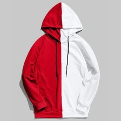 Split Duo Color Hooded Sweatshirt Streetwear Hoodies Oversized Harajuku Fashion