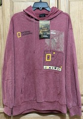 National Geographic Pullover Hoodie Sweatshirt Mens L Faded Graphic Map Design