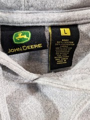 John Deere Hoodie Sweatshirt Mens Large Gray Logo Pullover Kangaroo Pocket