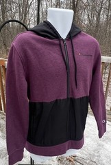 Champion Men’s Sz S Half Zip Fleece Lined Hoodie Sweatshirt Plum Port K-761