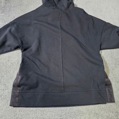Fabletics Mens M Hoodie Black Oversized Pullover Side Slit Tape French Terry