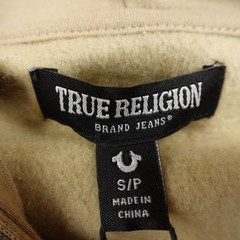NEW True Religion Hoodie Mens S Beige Horseshoe Logo Full Zip Sweatshirt Jacket