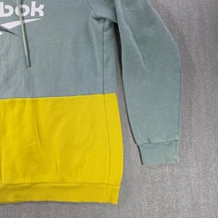 Reebok Hoodie Mens Medium Green Yellow Colorblock Classic Logo Pullover