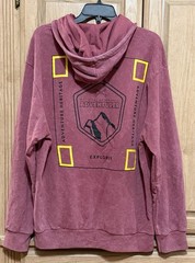 National Geographic Pullover Hoodie Sweatshirt Mens L Faded Graphic Map Design