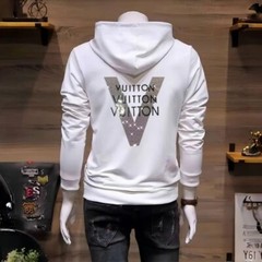 New Men Luxury Diamond V Letter 2 Sides Rhinestones Fashion Hoodie High Quality