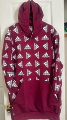 adidas Men’s Burgundy Logo Graphic Print Pullover Hoodie Fleece Size L