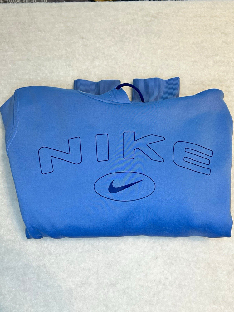 Nike Therma-FIT Men’s Blue Pullover Hoodie Logo Solid Long Sleeve Regular L