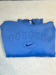 Nike Therma-FIT Men’s Blue Pullover Hoodie Logo Solid Long Sleeve Regular L