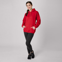 Hanes Unisex Hoodie Size M Deep Red EcoSmart Pullover Hooded Sweatshirt Warm