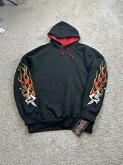 Sapphire Lounge Embroidered Hoodie Men’s L Pullover Flame Gamble Cards Knifes