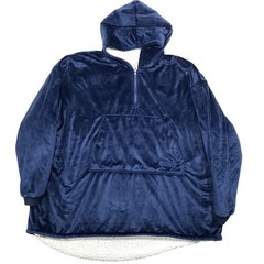 The Comfy Wearable Blanket Hoodie Mens One Size Navy Blue Sherpa Lined Zip Up