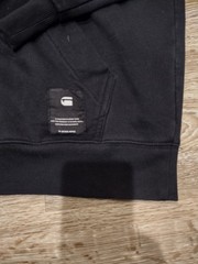 G-Star Raw Hoodie Mens XL Black Sustainable Pullover Logo Streetwear Sweatshirt