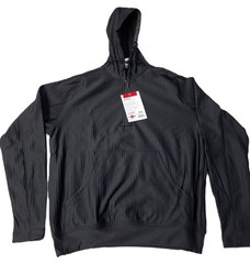 24-7 Series Grid Fleece Pullover Hoodie – Black Midweight Shirt W/Hood,Pocket