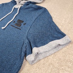 Under Armour Short Sleeve Hoodie Men Medium French Terry Bodybuilding Blue
